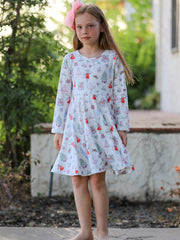 Christmas Girls Holiday Ballet-Inspired Print Dress