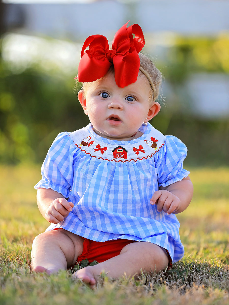 Farm Smocking Embroidered Girls Outfits