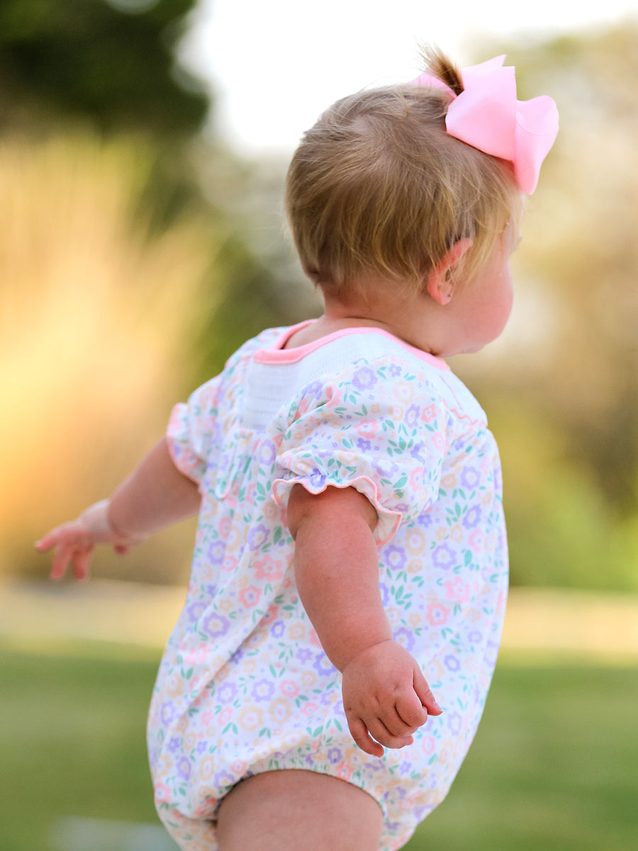 Spring Summer Cross Smocking Embroidery Colorful Romper