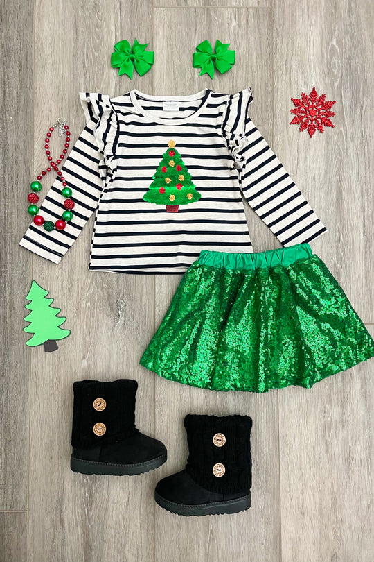 Sequins Christmas Tree Skirt Set