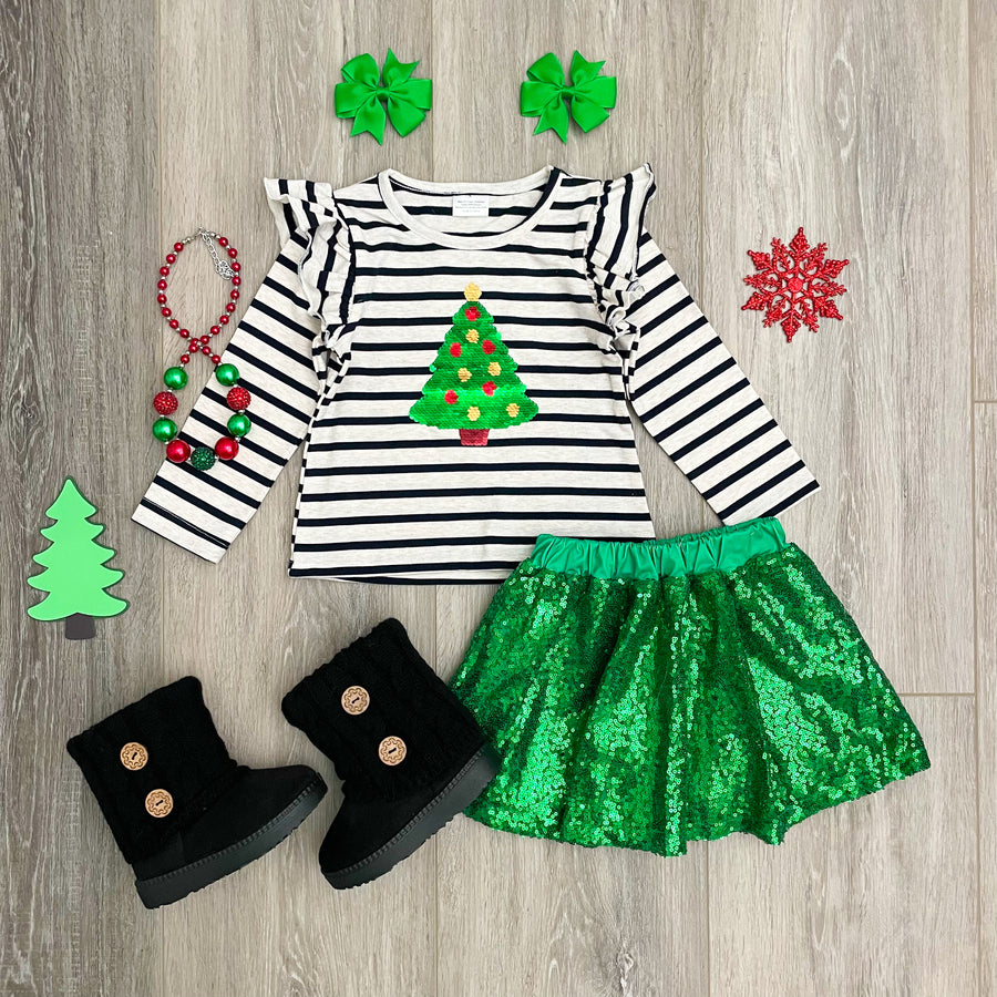 Sequins Christmas Tree Skirt Set