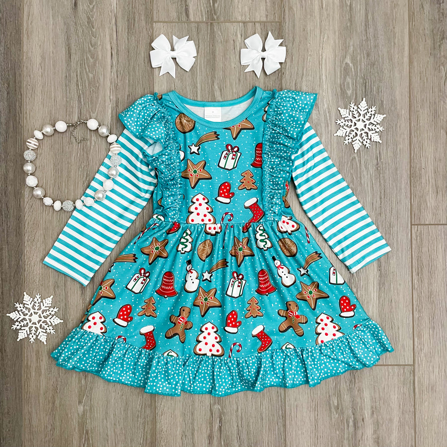 Christmas Cookie Ruffle Boutique Dress