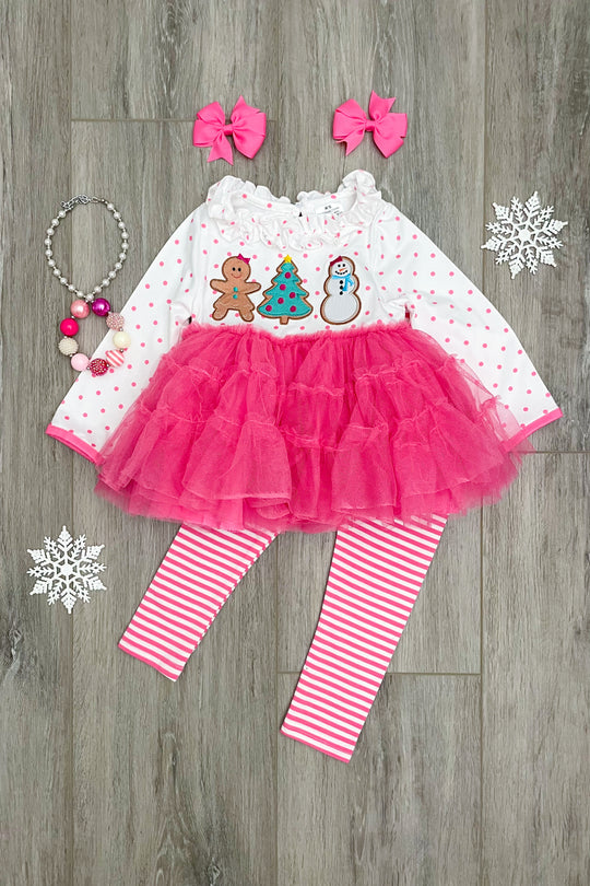 Pink Polka Dot Christmas Top/Legging Set