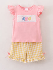 Back To School Girls "ABC" Embroidered Ruffle Set