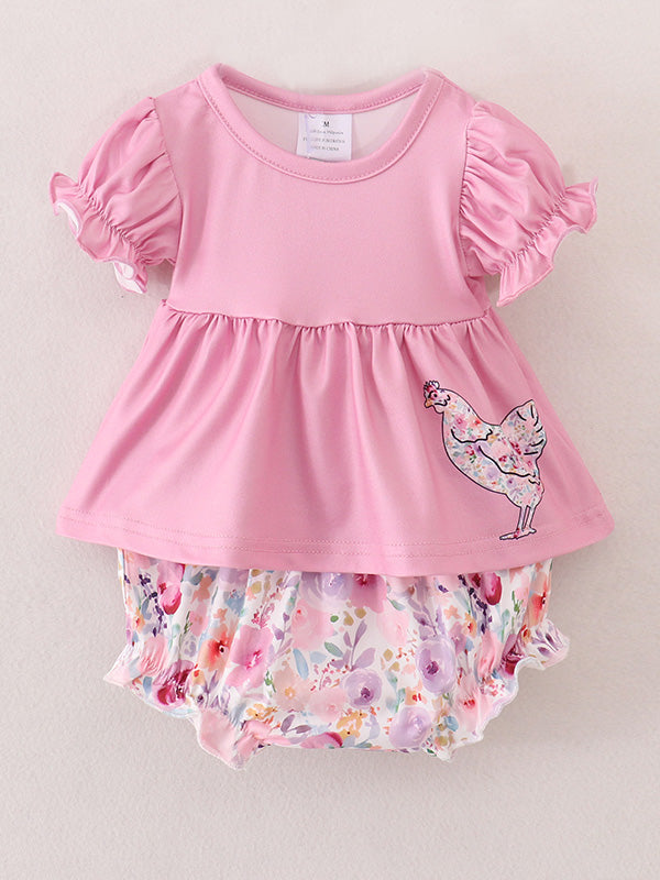 Pink Baby Girls Farm Short Set