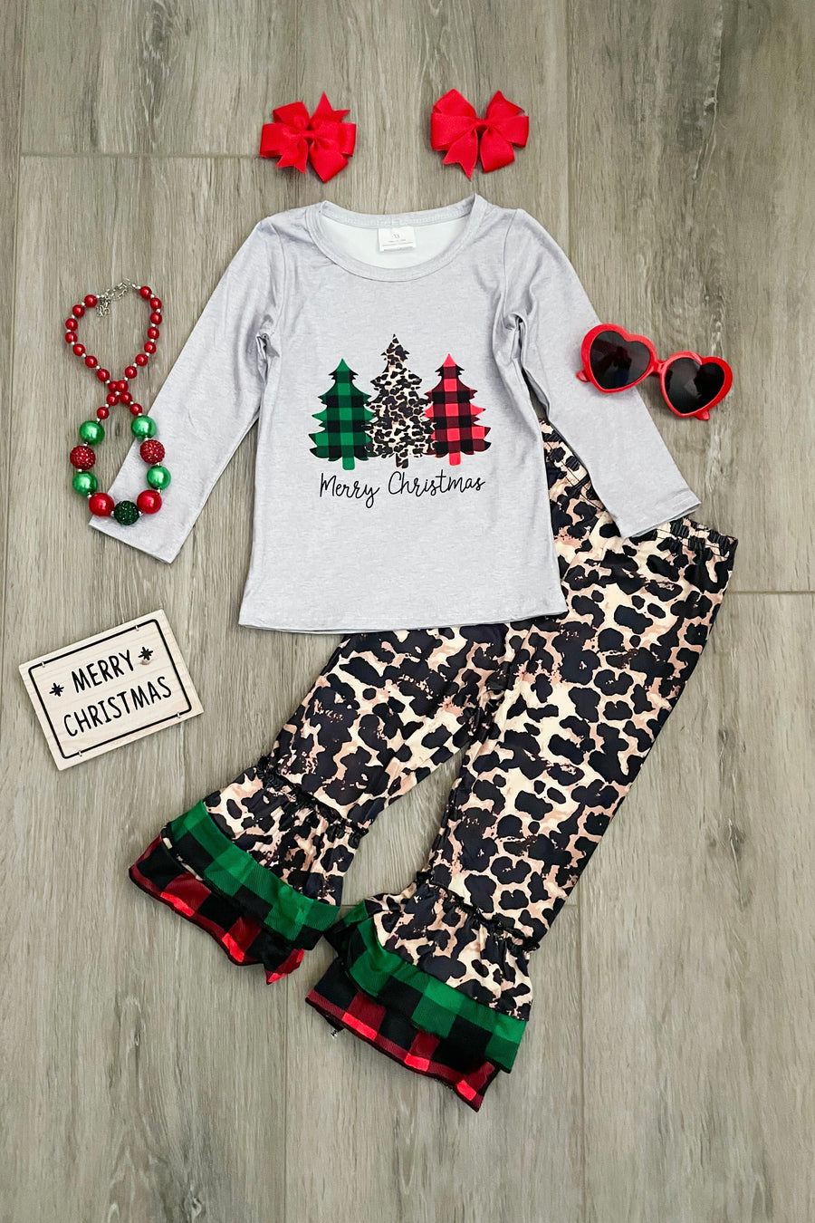 Plaid/Leopard Merry Christmas Boutique Outfit