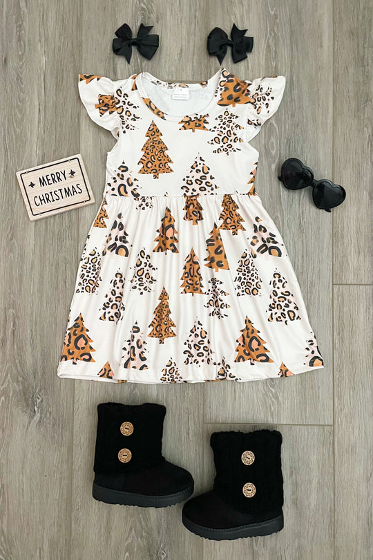 Leopard Christmas Tree Boutique Dress