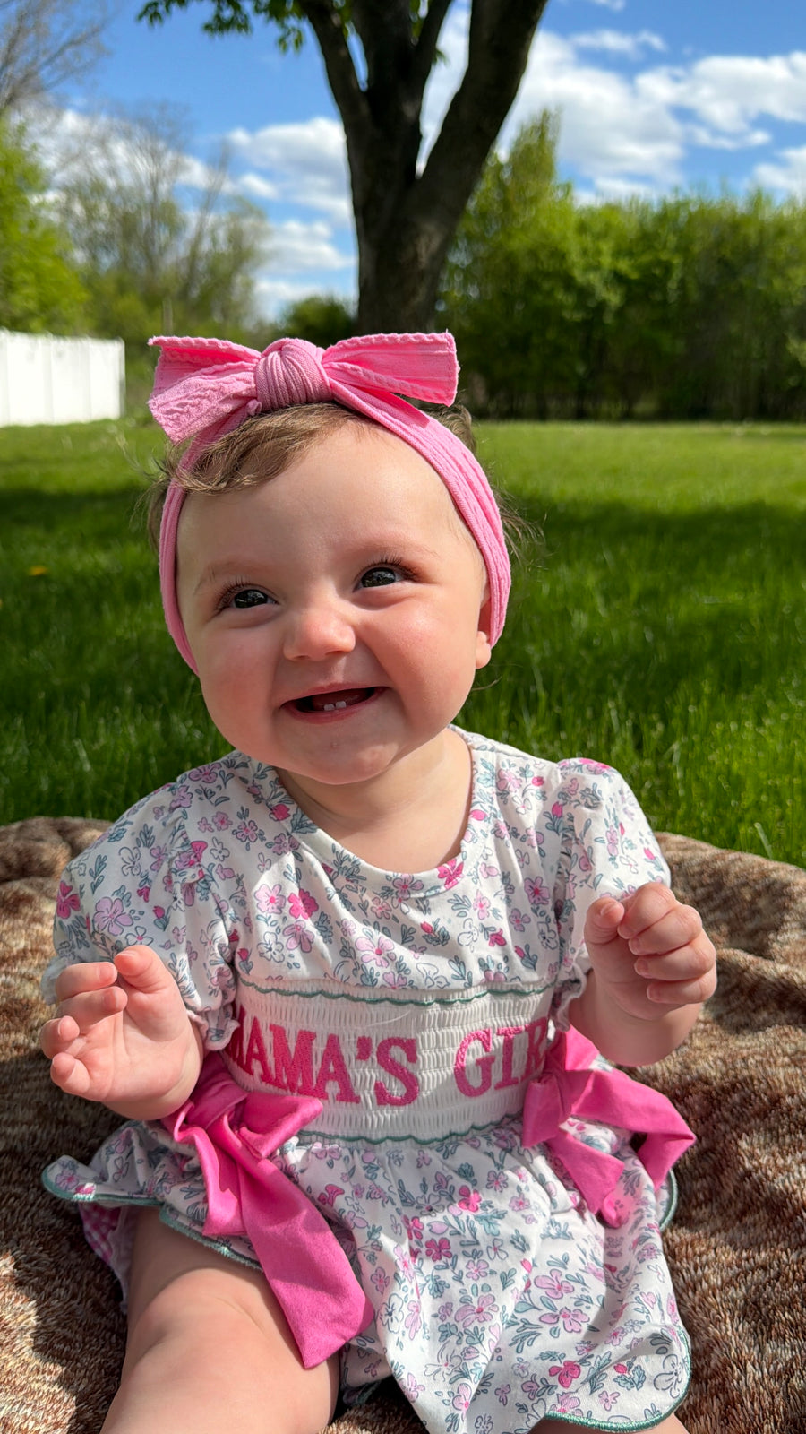 "MAMA'S GIRL" Embroidered Smocked Girls' Romper