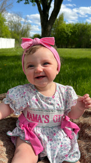"MAMA'S GIRL" Embroidered Smocked Girls' Romper