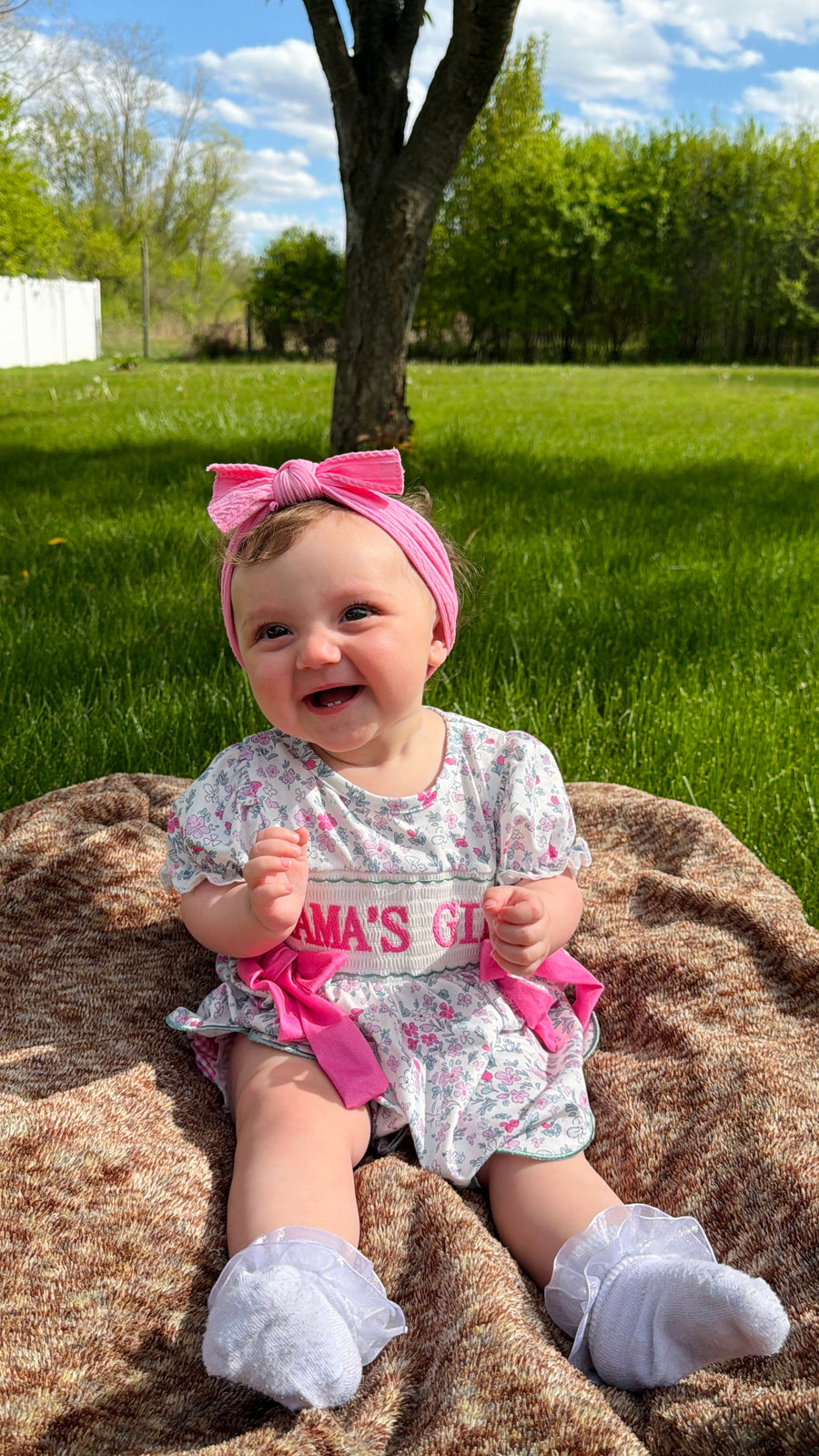 "MAMA'S GIRL" Embroidered Smocked Girls' Romper