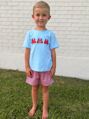 Crab Applique Boy Top And Plaid Shorts Set