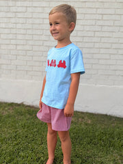Crab Applique Boy Top And Plaid Shorts Set