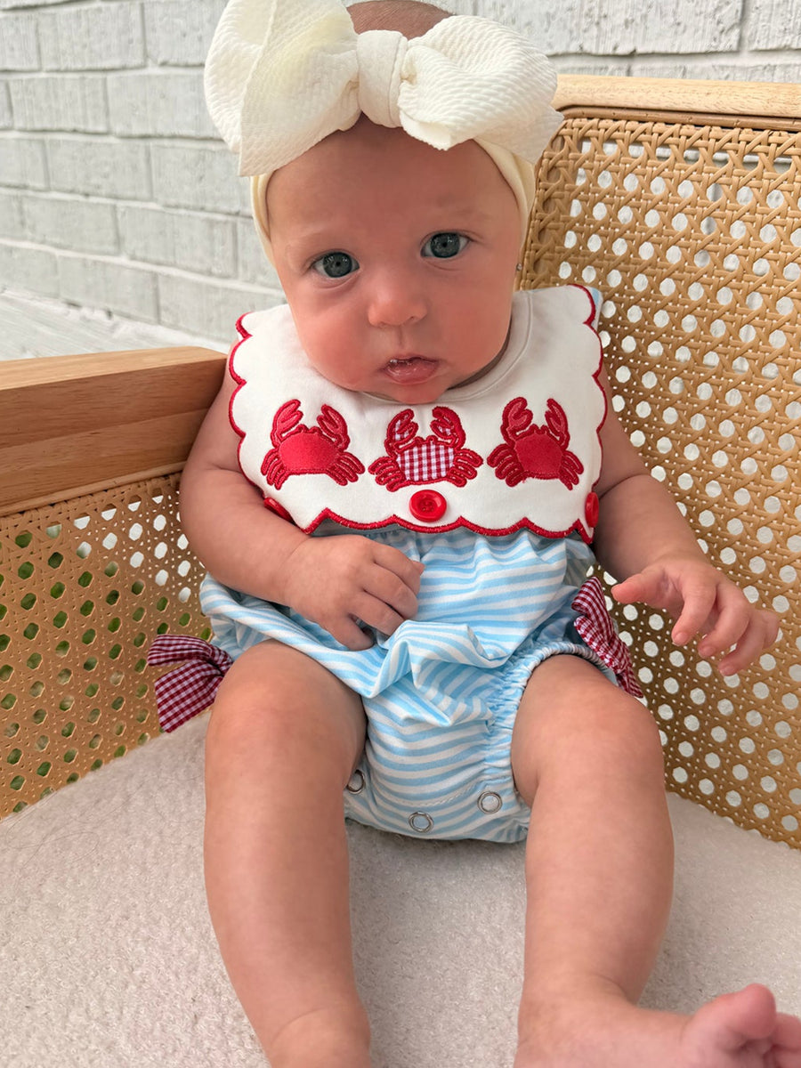 Crab Applique Baby Girl Romper