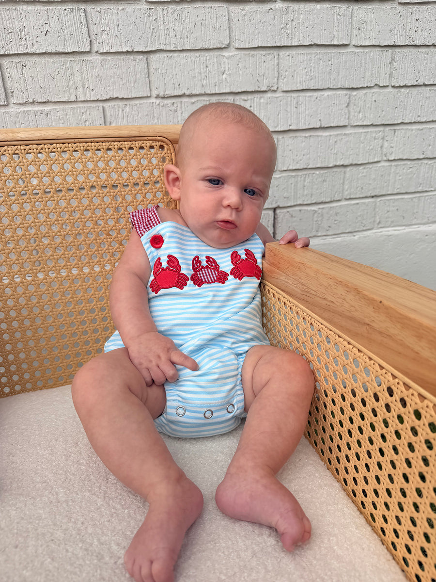Crab Applique Baby Boy Romper