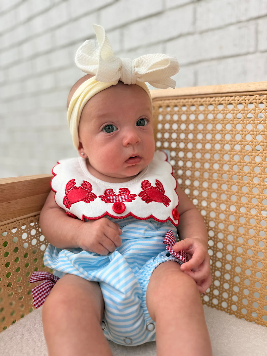 Crab Applique Baby Girl Romper