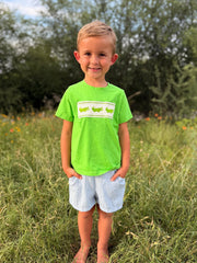 Toddler Boys Summer Crocodile Embroidered Plaid Shorts Set