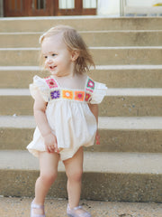 Summer Crochet Square Baby Ruffle Romper