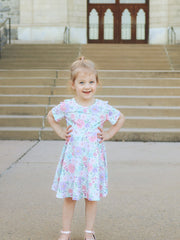 Spring Pastel Floral Girls Casual Dress