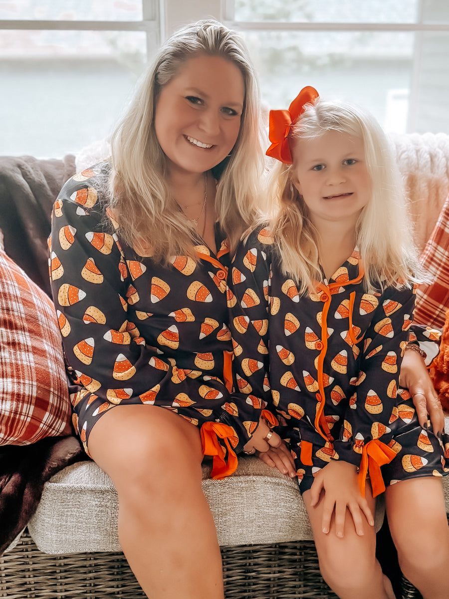 Halloween Candy Corn Mommy and Me Pajama Set Matching Lounge Set