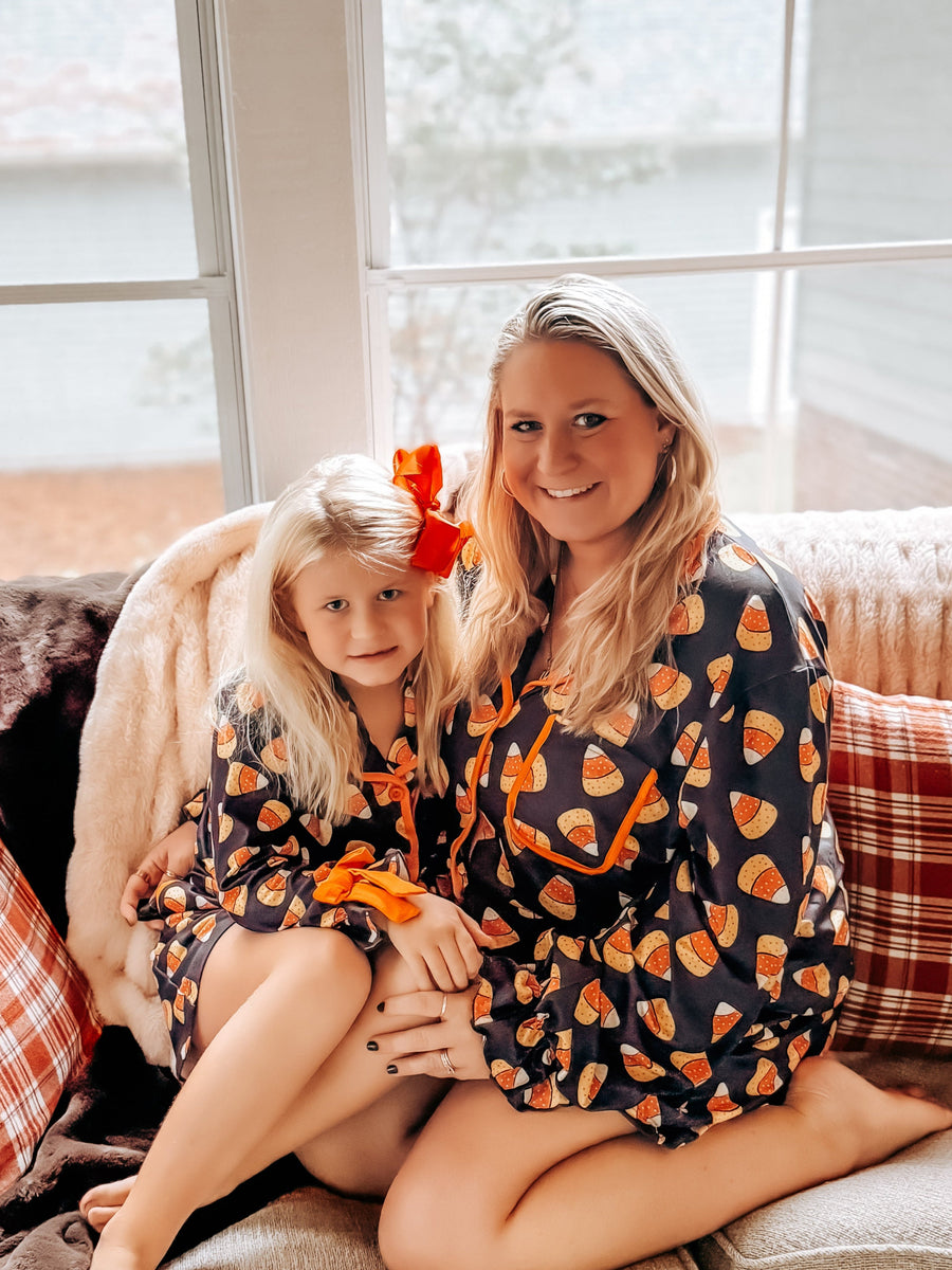 Halloween Candy Corn Mommy and Me Pajama Set Matching Lounge Set