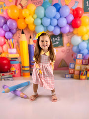 Girls Back To School Pencil Twirl Dress Bow Applique Smocked