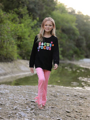 Halloween Black Top + Pink Bell Bottoms