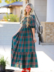 Christmas Green Plaid Mommy and Me Matching Dress