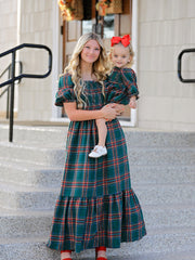 Christmas Green Plaid Mommy and Me Matching Dress