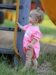 Pink Plaid Smocked Church Christ Bishop Christening Romper
