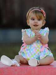 Colored Plaid Ruffle Baby Romper