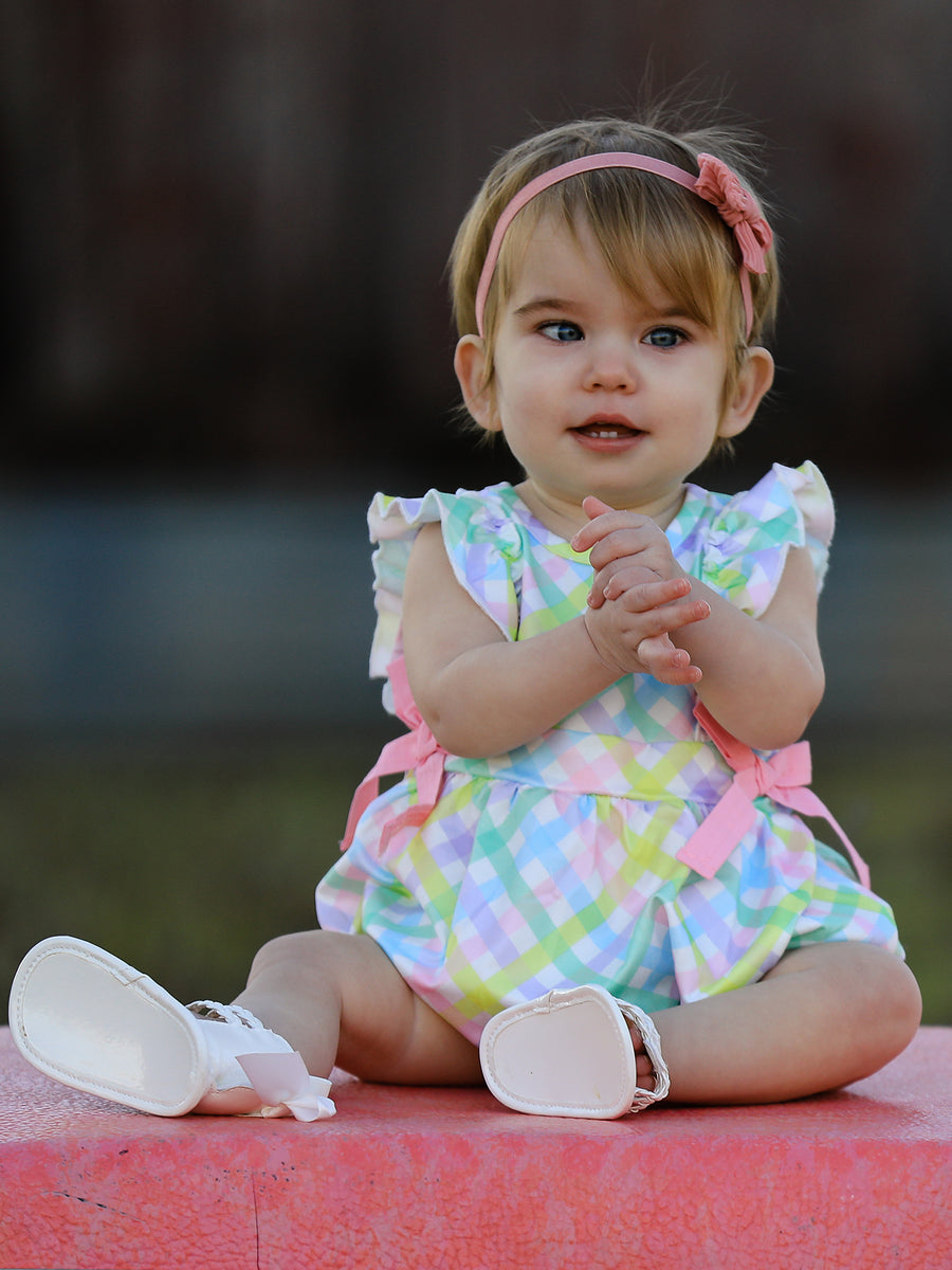 Colored Plaid Ruffle Baby Romper