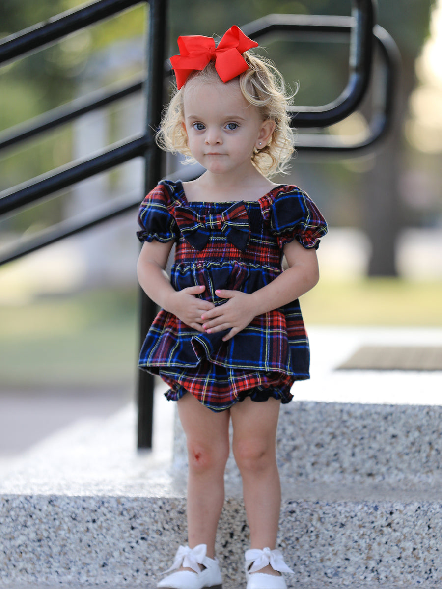Mommy & Me Christmas Plaid Dresses & Baby Bloomer Set