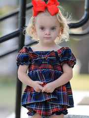 Mommy & Me Christmas Plaid Dresses & Baby Bloomer Set