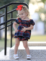 Mommy & Me Christmas Plaid Dresses & Baby Bloomer Set