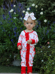Valentine’s Day Baby Girl Romper with Heart and Bow Print