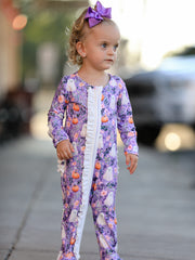 Halloween Ghost Pumpkin Girls Romper Ruffle Zipper