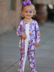 Halloween Ghost Pumpkin Girls Romper Ruffle Zipper