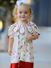 Fall Gingham Girls Dress Ruffle Collar Bow