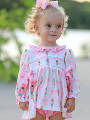 Baby Girls Christmas Smocked Bloomer Set