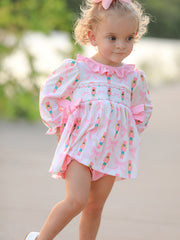Baby Girls Christmas Smocked Bloomer Set
