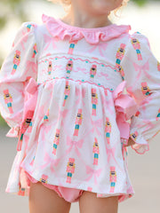 Baby Girls Christmas Smocked Bloomer Set