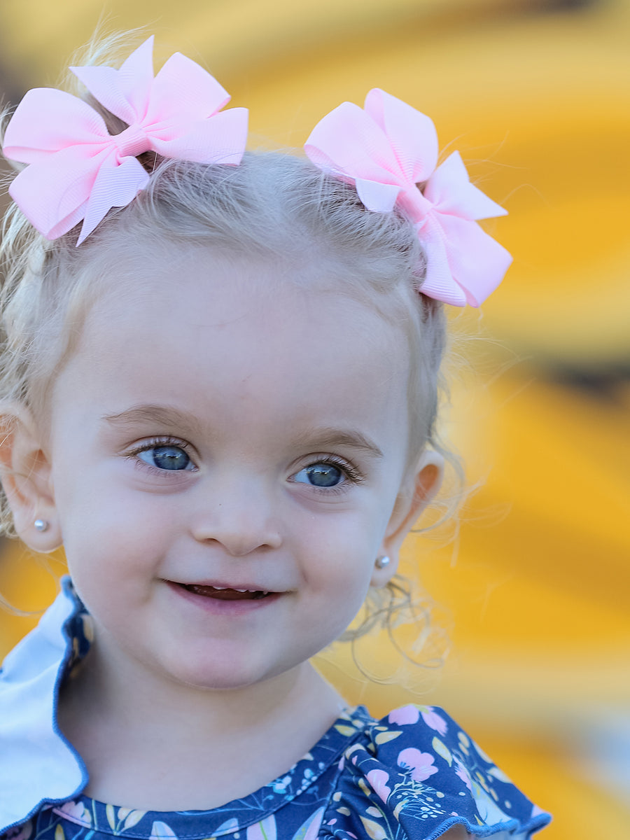 Teal Easter Bunny Garden Ruffle Sleeve Baby Girls Romper