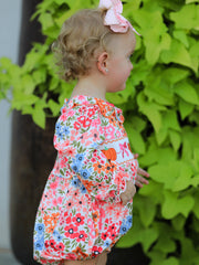 PREORDER Fall Halloween & Thanksgiving Pumpkin Bow Smock Embroidered Floral Baby Girl Romper