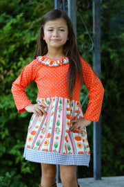 Orange Polka Dot Fall Boutique Dress