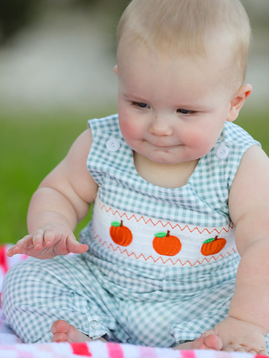 Halloween Thanksgiving Pumpkin Embroidered Baby Boy JonJon