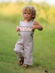 PREORDER Fall Halloween & Thanksgiving  Pumpkin Smock Embroidered Boys Romper