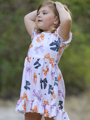 Halloween Bow Print Cute Girls Dress