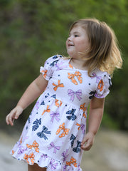 Halloween Bow Print Cute Girls Dress