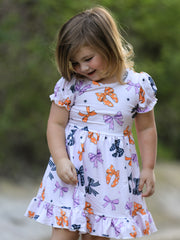 Halloween Bow Print Cute Girls Dress