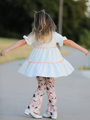 Halloween Black Cat Girls Bell Bottom Pant Set